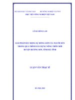 Giải pháp huy động sự đóng góp của người dân trong quá trình xây dựng nông thôn mới huyện hương sơn, tỉnh hà tĩnh