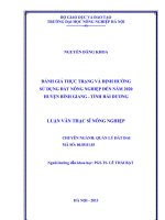 Đánh giá thực trạng và định hướng sử dụng đất nông nghiệp đến năm 2020 huyện bình giang, tỉnh hải dương