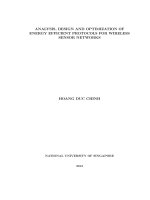 Analysis, design and optimization of energy efficient protocols for wireless sensor networks 