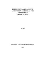 Perpendicular magnetic anisotropy materials for spintronics applications 