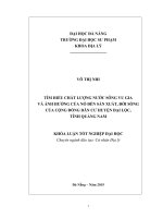 Tìm hiểu chất lượng nước sông vu gia và ảnh hưởng của nó đến sản xuất, đời sống của cộng đồng dân cư huyện đại lộc, tỉnh quảng nam