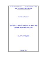 Nghiên cứu chỉ số phát triển con người (HDI) tỉnh phú thọ giai đoạn 2011- 2013