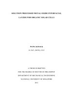 Solution processed metal oxide interfacial layers for organic solar cells 