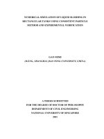NUMERICAL SIMULATION OF LIQUID SLOSHING IN RECTANGULAR TANKS USING CONSISTENT PARTICLE METHOD AND EXPERIMENTAL VERIFICATION 