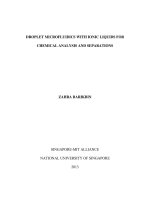 Droplet microfluidics with ionic liquids for chemical analysis and separations 