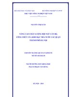 Nâng cao chất lượng đội ngũ cán bộ, công chức của kho bạc nhà nước các quận thành phố hà nội