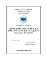 SO SÁNH QUYỀN SỞ HỮU TÀI SẢN HỮU  HÌNH VÀ QUYỀN SỞ HỮU TRÍ TUỆ THEO PHÁP LUẬT HIỆN HÀNH