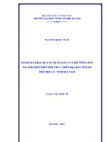 Đánh giá hiệu quả sử dụng đất của hộ nông dân sau khi dồn điền đổi thửa trên địa bàn thành phố phủ lý, tỉnh hà nam