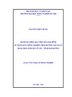 Đánh giá hiệu quả một số loại hình sử dụng đất nông nghiệp theo hướng sản xuất hàng hoá ở huyện tứ kỳ tỉnh hải dương