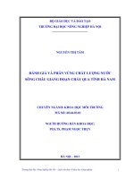 Đánh giá và phân vùng chất lượng nước sông châu giang đoạn chảy qua tỉnh hà nam
