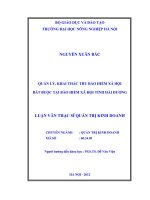 Quản lý, khai thác thu bảo hiểm xã hội bắt buộc tại bảo hiểm xã hội tỉnh hải dương