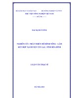 Nghiên cứu phát triển mô hình nông, lâm kết hợp tại huyện tân lạc, tỉnh hòa bình