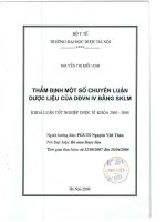 Thẩm định một số chuyên luận dược liệu của dược điển việt nam IV bằng sắc ký lớp mỏng