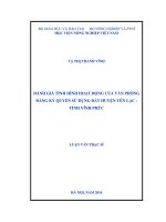 Đánh giá tình hình hoạt động của văn phòng đăng ký quyền sử dụng đất huyện yên lạc   tỉnh vĩnh phúc