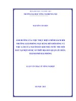 Ảnh hưởng của việc thực hiện chính sách bồi thường giải phóng mặt bằng đến đời sống và việc làm của người dân khi nhà nước thu hồi đất tại một số dự án trên địa bàn quận lê chân, thành phố hải phòng