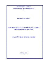 Hiện trạng quản lý và sử dụng lợn đực giống trên địa bàn tỉnh vĩnh phúc