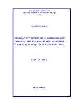 Đánh giá việc thực hiện chính sách bồi thường, giải phóng mặt bằng khi nhà nước thu hồi đất ở một số dự án huyện yên dũng, tỉnh bắc giang