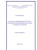 năng suất, giá trị dinh dưỡng của cỏ voi và cỏ voi thân ngắn được bón phân hữu cơ từ bùn của trạm xử lý nước thải