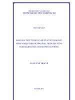 Đánh giá thực trạng và đề xuất sử dụng đất nông nghiệp theo hướng phát triển bền vững huyện kiến thuỵ, thành phố hải phòng