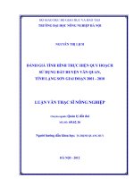 Đánh giá tình hình thực hiện quy hoạch sử dụng đất huyện văn quan, tỉnh lạng sơn giai đoạn 2001   2010