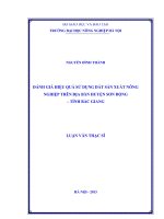 Đánh giá hiệu quả sử dụng đất sản xuất nông nghiệp trên địa bàn huyện sơn động, tỉnh bắc giang