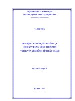 Huy động và sử dụng nguồn lực cho xây dựng nông thôn mới tại huyện yên dũng tỉnh bắc giang