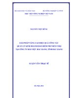 giải pháp nâng cao hiệu quả công tác quản lý kinh doanh bảo hiểm phi nhân thọ tại công ty bảo việt bắc giang, tỉnh bắc giang