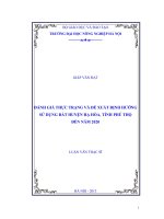 Đánh giá thực trạng và đề xuất định hướng sử dụng đất huyện hạ hoà, tỉnh phú thọ đến năm 2020