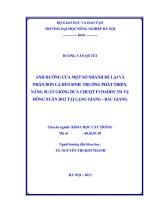 Ảnh hưởng của một số nhánh để lại và phân bón lá đến sinh trưởng phát triển, năng suất giống dưa chuột f1 daddy 331 vụ đông xuân 2012 tại lạng giang bắc giang