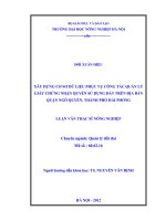 Xây dựng cơ sở dữ liệu phục vụ công tác quản lý giấy chứng nhận quyền sử dụng đất trên địa bàn quận ngô quyền, thành phố hải phòng