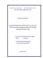 GIẢI PHÁP NHẰM TĂNG CƯỜNG CÔNG tác QUẢN lý nước THẢI CÔNG NGHIỆP tại KHU CÔNG NGHIỆP TIÊN sơn TỈNH bắc NINH