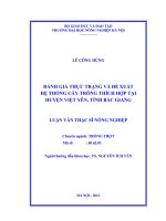 Đánh giá thực trạng và đề xuất hệ thống cây trồng thích hợp tại huyện việt yên, tỉnh bắc giang
