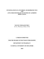 Investigation on anti prion, neuroprotective and anti cholinesterase activities of acridine derivatives 