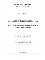 tóm tắt luận án tiến sĩ đánh giá phê bình bản dịch anh việt trong lĩnh vực văn học