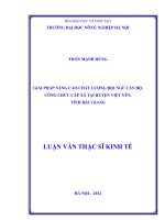 Giải pháp nâng cao chất lượng đội ngũ cán bộ, công chức cấp xã tại huyện việt yên, tỉnh bắc giang