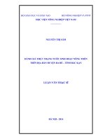 ĐÁNH GIÁ THỰC TRẠNG nước SINH HOẠT NÔNG THÔN TRÊN địa bàn HUYỆN BA bể – TỈNH bắc kạn