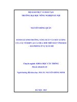 Đánh giá sinh trưởng, năng suất và chất lượng của các tổ hợp lai cà chua mới trên đất vĩnh bảo   hải phòng ở vụ xuân hè
