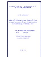 NGHIÊN cứu mối QUAN hệ KINH tế GIỮA các CÔNG TY THÀNH VIÊN TRONG CÔNG TY cổ PHẦN tập đoàn DABACO TRÊN địa bàn TỈNH bắc NINH