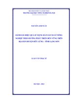 Đánh giá hiệu quả sử dụng đất sản xuất nông nghiệp theo hướng phát triển bền vững trên địa bàn huyện hữu lũng, tỉnh lạng sơn