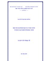 MỘT số GIẢI PHÁP QUẢN lý NHÀ nước về đào tạo NGHỀ TỈNH bắc NINH