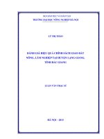 Đánh giá hiệu quả chính sách giao đất nông, lâm nghiệp tại huyện lạng giang, tỉnh bắc giang