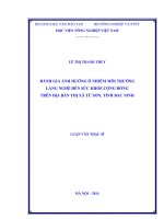 đánh giá ảnh hưởng ô nhiễm môi trường làng nghề đến sức khỏe cộng đồng trên địa bàn thị xã từ sơn, tỉnh bắc ninh