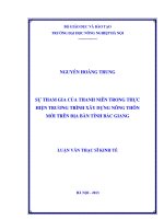 Sự tham gia của thanh niên trong thực hiện chương trình xây dựng nông thôn mới trên địa bàn tỉnh bắc giang