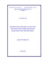 giải pháp tăng cường quản lý nhà nước đối với đất nông nghiệp trên địa bàn huyện nông cống, tỉnh thanh hoá