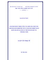 GIẢI PHÁP HOÀN THIỆN CÔNG tác KIỂM TRA THUẾ THU NHẬP DOANH NGHIỆP đối với các DOANH NGHIỆP NGOÀI QUỐC DOANH tại CHI cục THUẾ HUYỆN QUẾ võ, TỈNH bắc NINH
