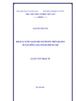 dịch vụ nước sạch cho người dân trên địa bàn huyện đông anh, thành phố hà nội