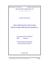 TĂNG CƯỜNG QUẢN lý CHẤT LƯỢNG CHÈ XUẤT KHẨU TRÊN địa bàn TỈNH sơn LA