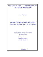 giải pháp tạo việc làm cho thanh niên nông thôn huyện hải hậu, tỉnh nam định