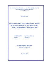 Đánh giá việc thực hiện chính sách bồi thường, hỗ trợ và tái định cư tại một số dự án trên địa bàn thành phố hà tĩnh, tỉnh hà tĩnh