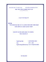 XÁC ĐỊNH mật độ cấy và LƯỢNG PHÂN bón THÍCH hợp CHO GIỐNG lúa KB2 tại bắc NINH